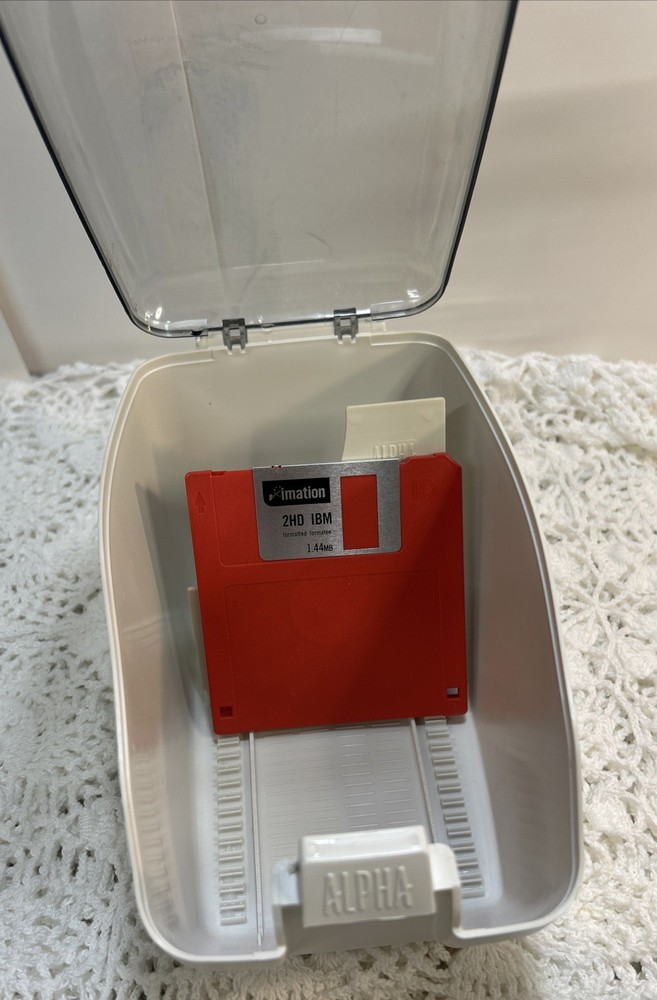 Vintage Alpha 3.5" Floppy Disk Double Sided Storage Box Case Holder