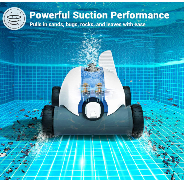 Cordless Robotic Pool Cleaner, Automatic Pool Vacuum with 60-90 Mins Working Tim