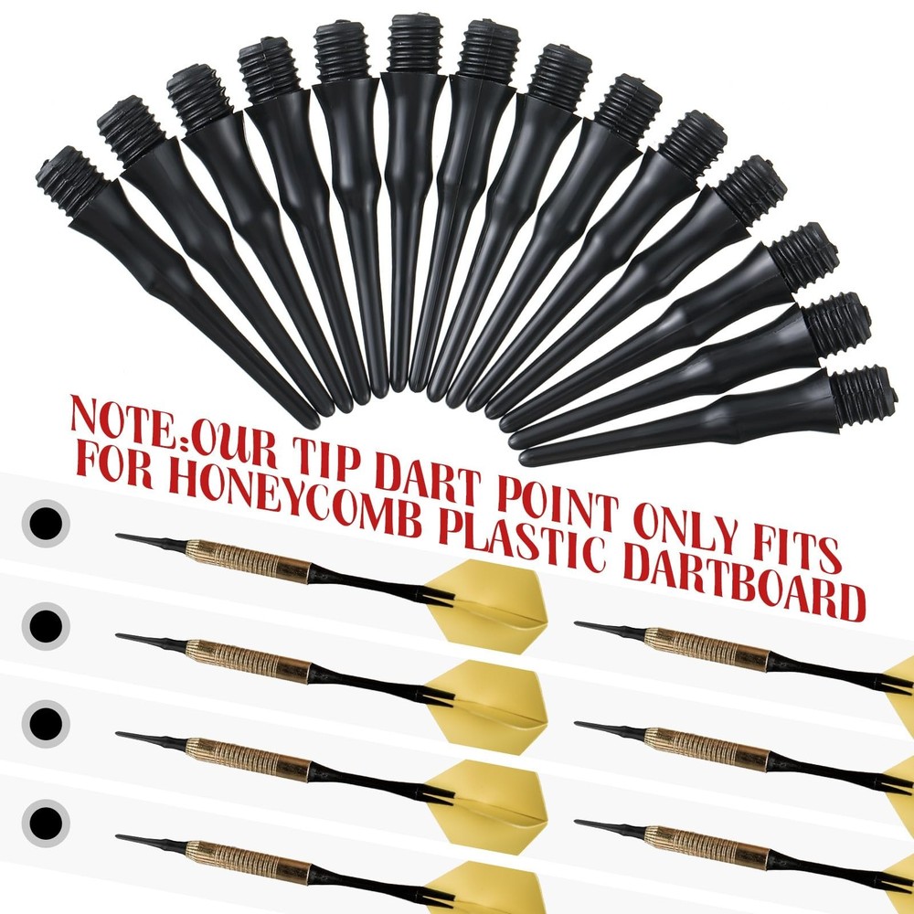 200 Pack 2BA Thread Soft Tip Dart Points Plastic Replacement Dart Tips Soft T...