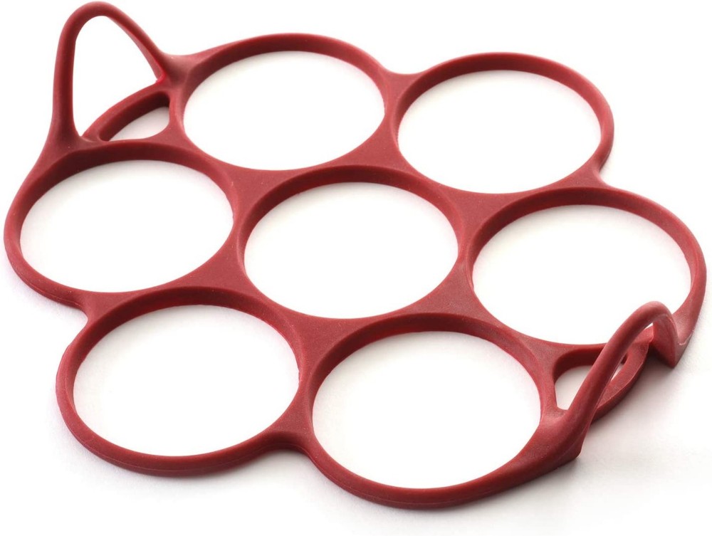 Norpro Silicone Silver Dollar Pancake/Egg Ring, 7 Count - Red