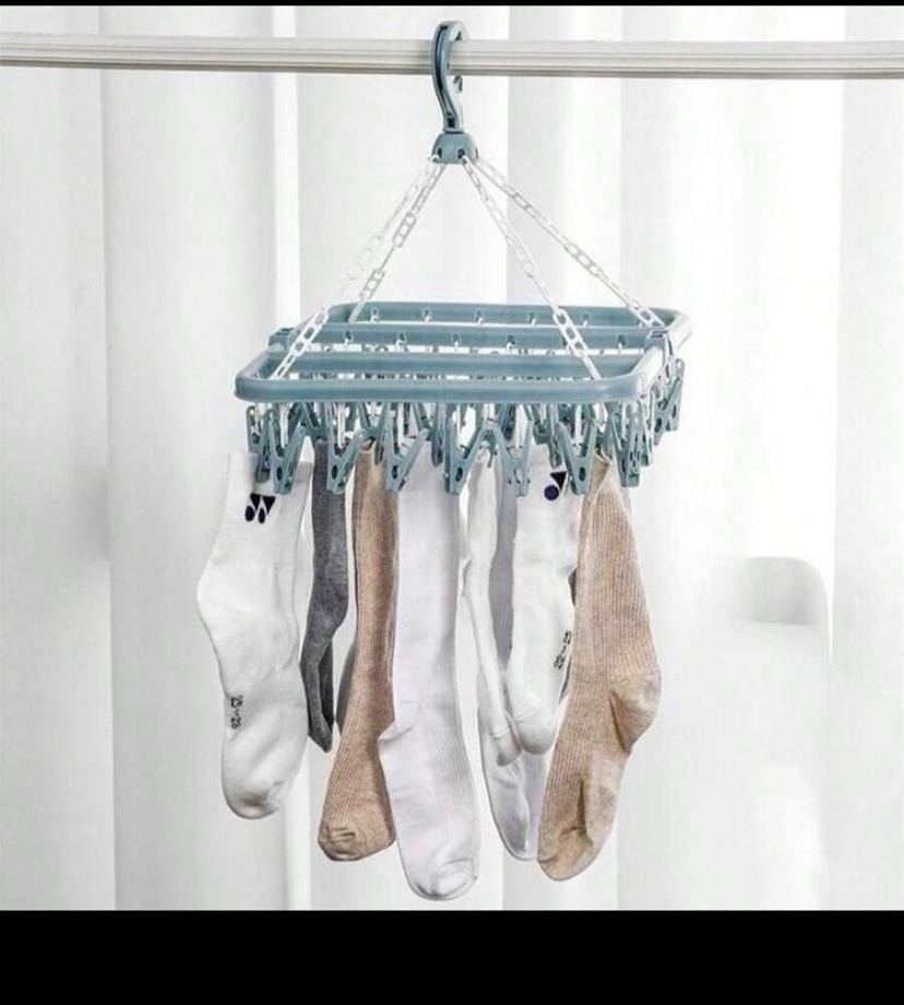 Drying Hanger With 32 Clips And Drip Foldable Hanging Rack Folding Plastic