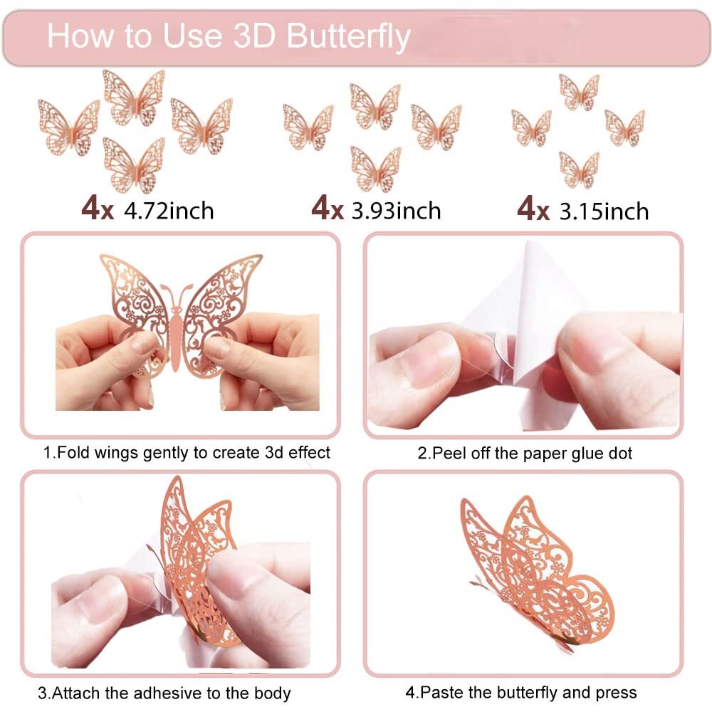 Rose Gold Happy Birthday Party Decorations for Women Girls, Happy Birthday Ba...