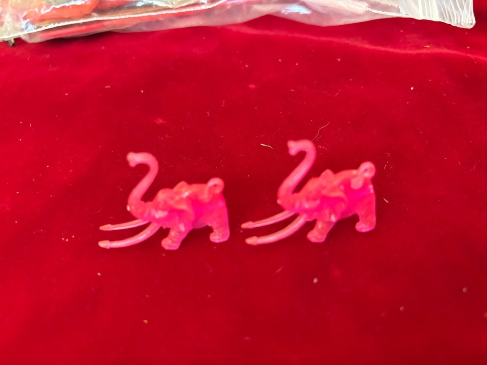 Celluloid Drink Markers Two Florescent Pink Elephants