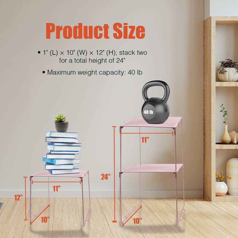 Locker Organizer Shelf Stackable Extra Tall Fits Standard Size School Lockers...