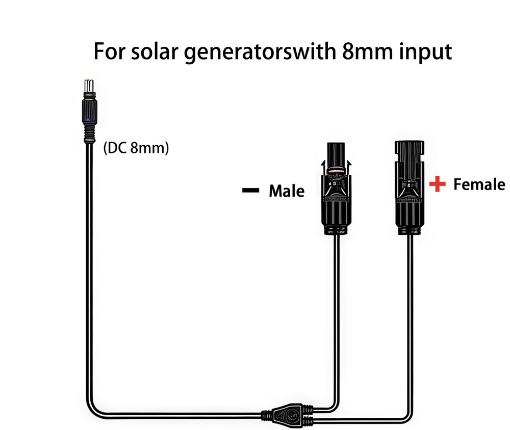 Solar Connector to DC 8mm Adapter Cable with DC8020/7909