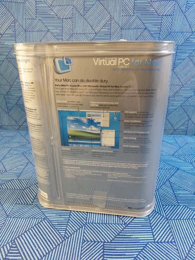 GENUINE Microsoft Virtual PC for MAC Version 7 with Windows XP Professional