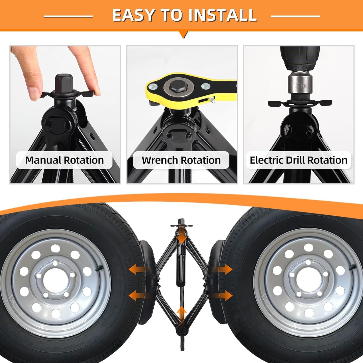 2Pk RV Tire Stabilizer, X-Shaped Wheel Chock for Dual Axle Travel Trailer Camper