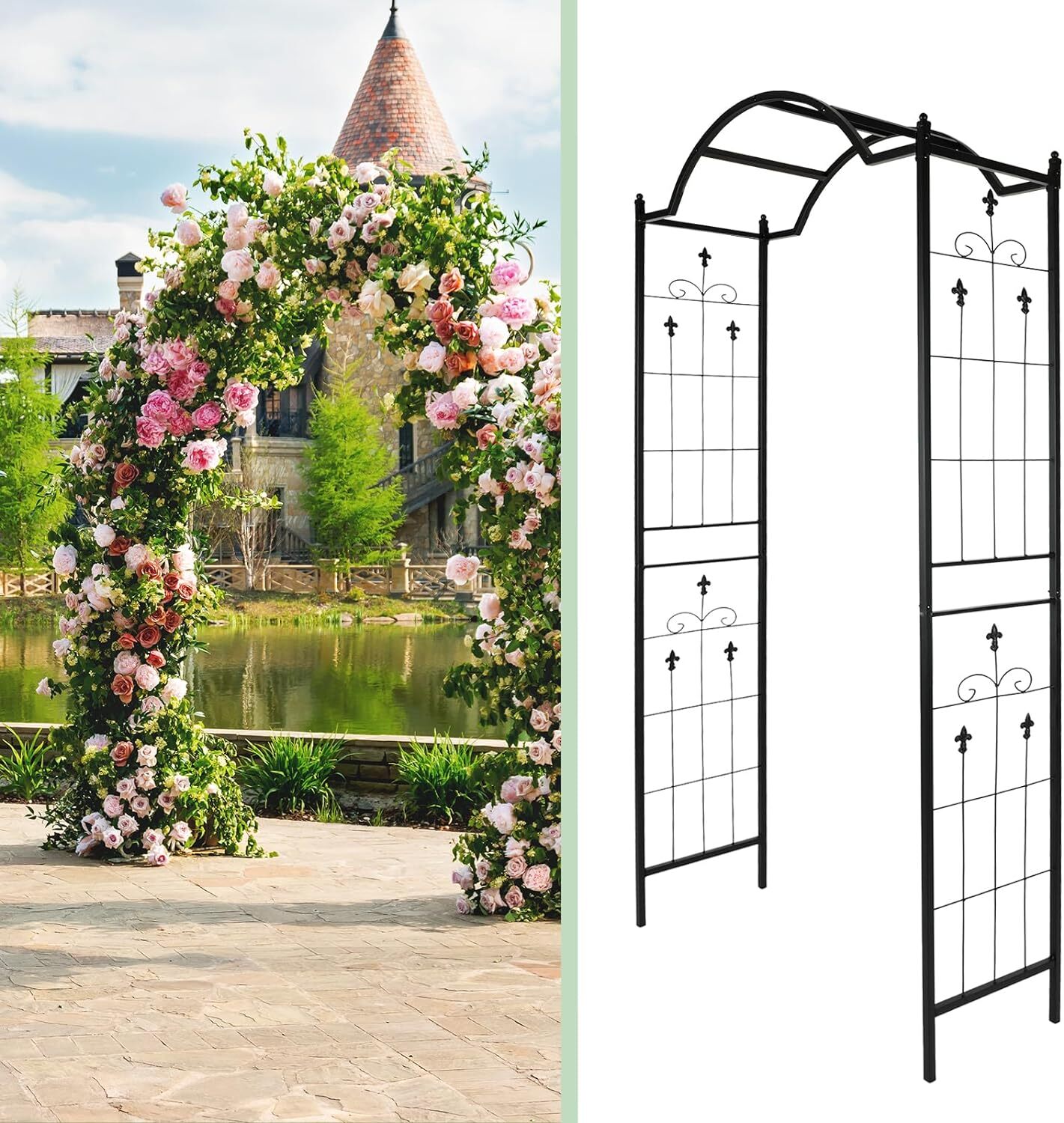 7.6FT Metal Garden Arch for Outdoor Indoor Wedding Arbor Plant Climbing Trellis