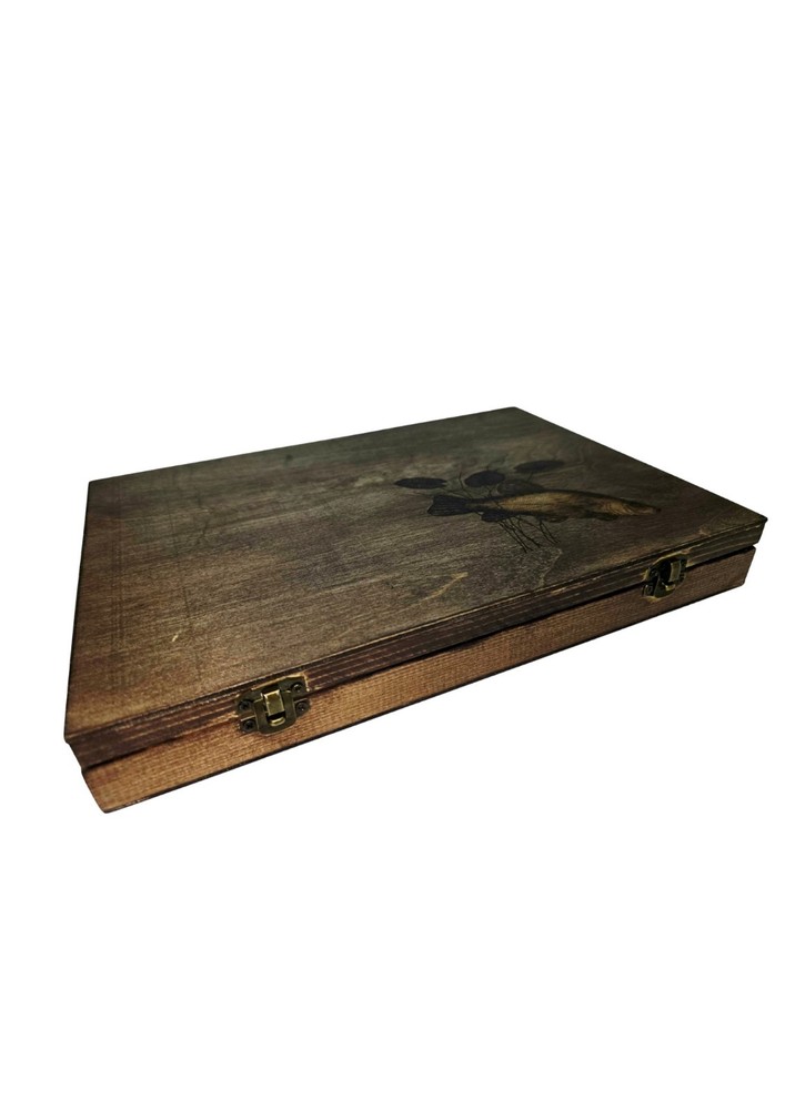 Handmade Float Box + 30 Handmade Floats. Woodburnt Tench Float Box