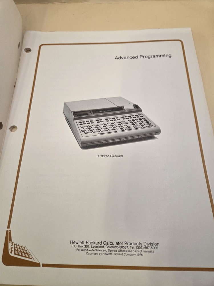 Hewlett Packard HP 9825A Calculator Advanced Programming Manual