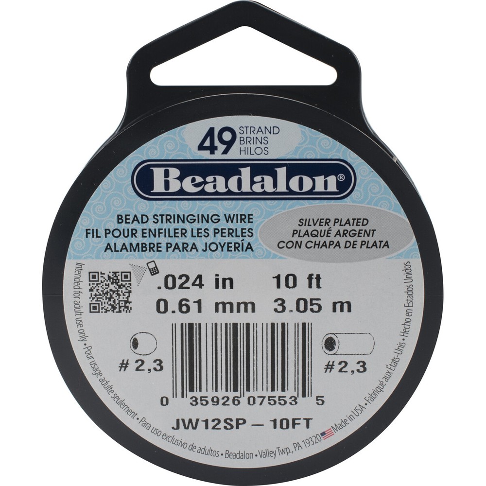 Stringing Wire 49-Strand .024"X10' Silver-Plated