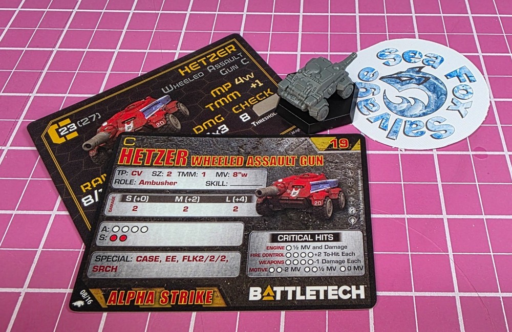 BattleTech Hetzer Tank -- Battlefield Support Rifle & Command Lance + Cards