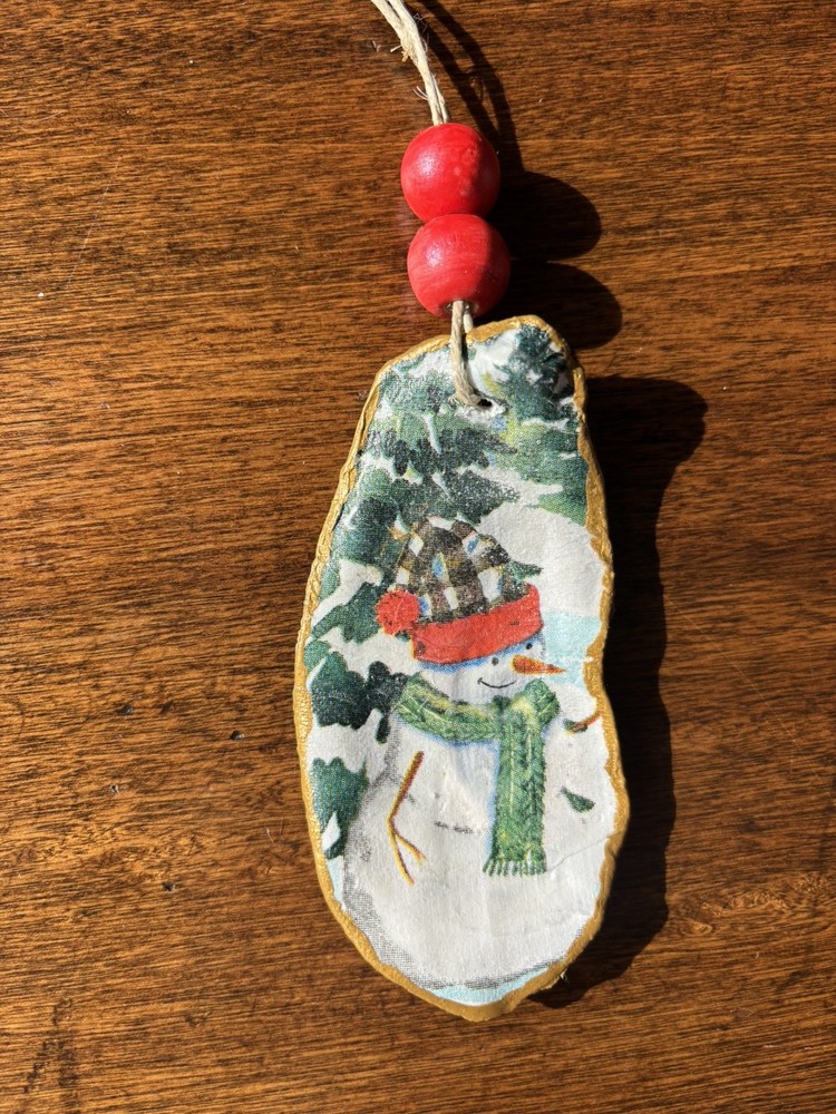 Snowman Oyster Shell Ornament