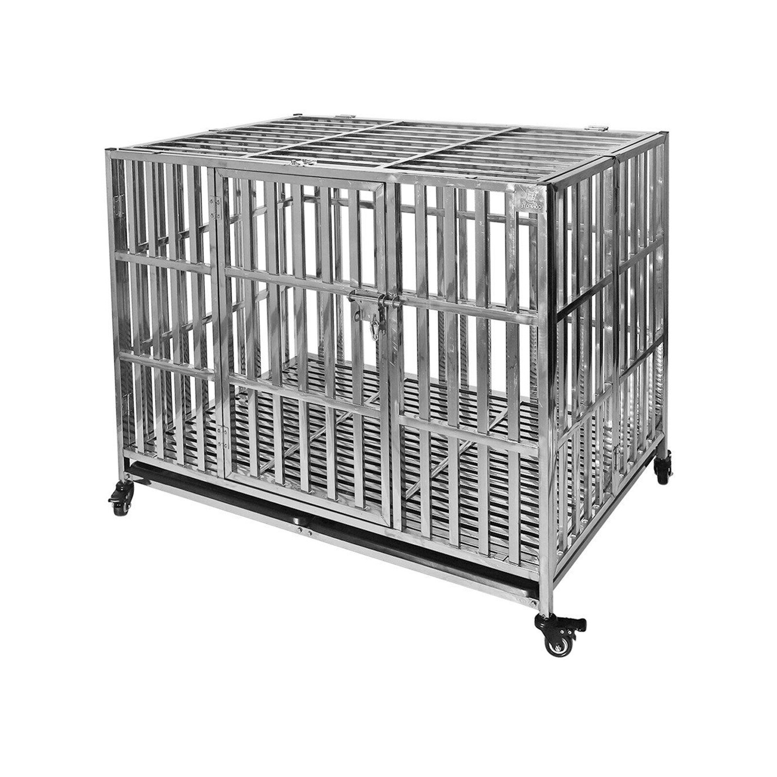 Confote 48" Heavy Duty Dog Kennel Pet Stainless Steel Crate Cage Stackable