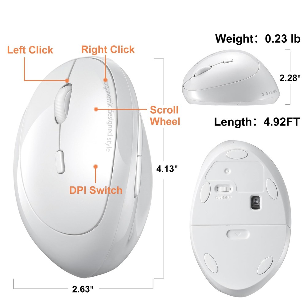 2.4G Wireless Left Handed , Ergonomic Left Hand Vertical for Small Medium Han...