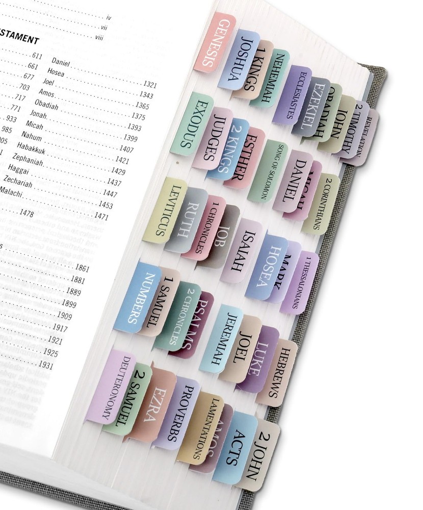 Bible Tabs for Women & Men, Laminated Study Bible, B.macaron