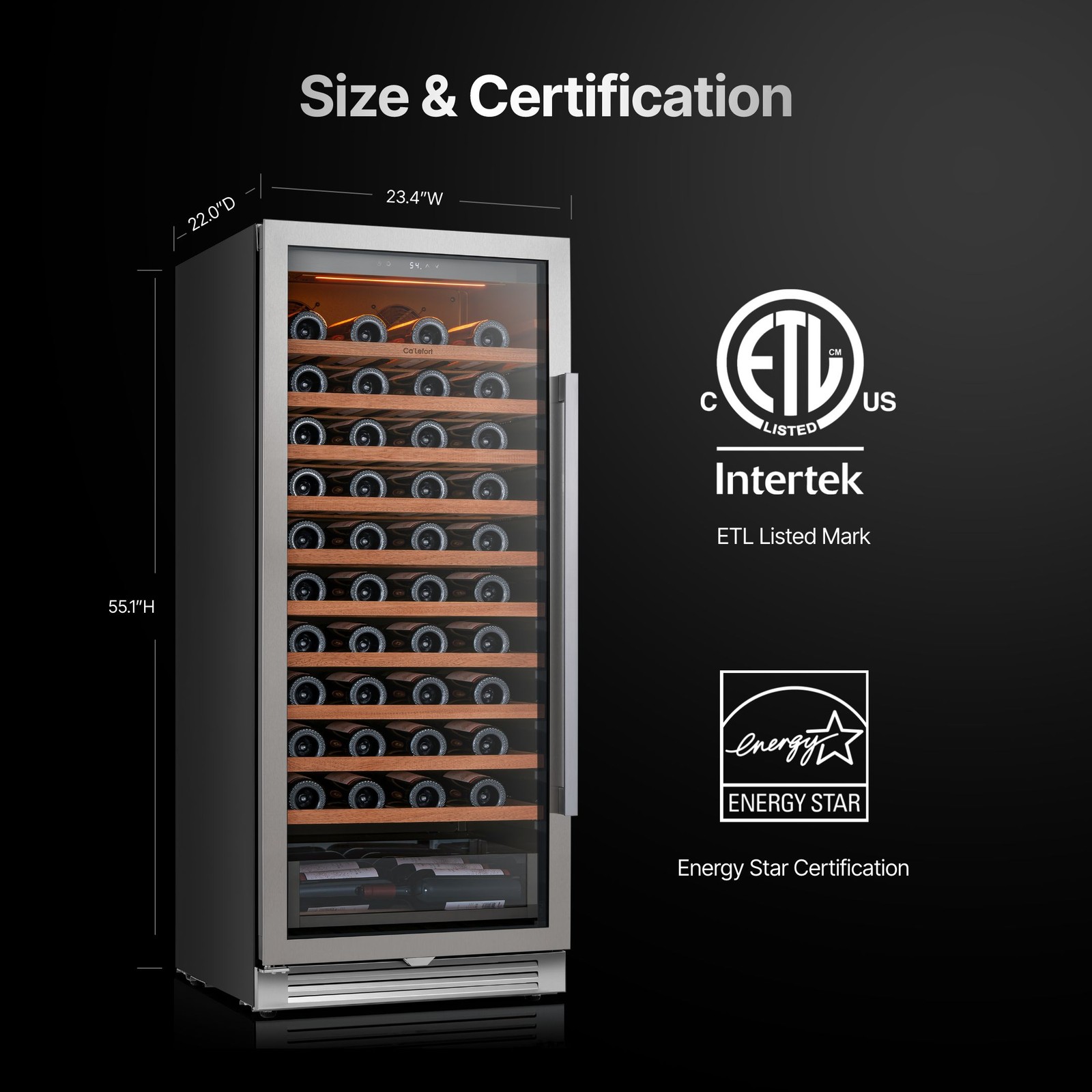 Ca'Lefort Wine Cooler Refrigerator 90 Bottles 40-65°F Left-Hinged Bar/Restaurant