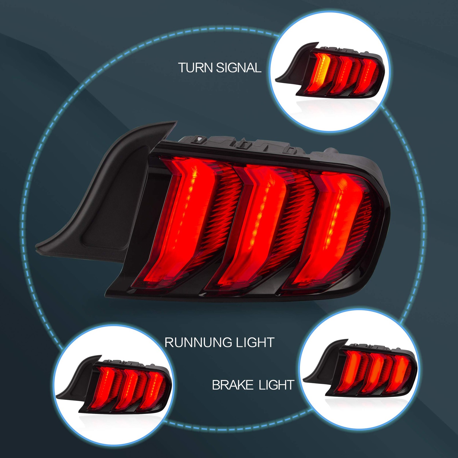 Tail lights Assembly Fit for 2015-2020 Ford Mustang 6th Gen Plug-and-play