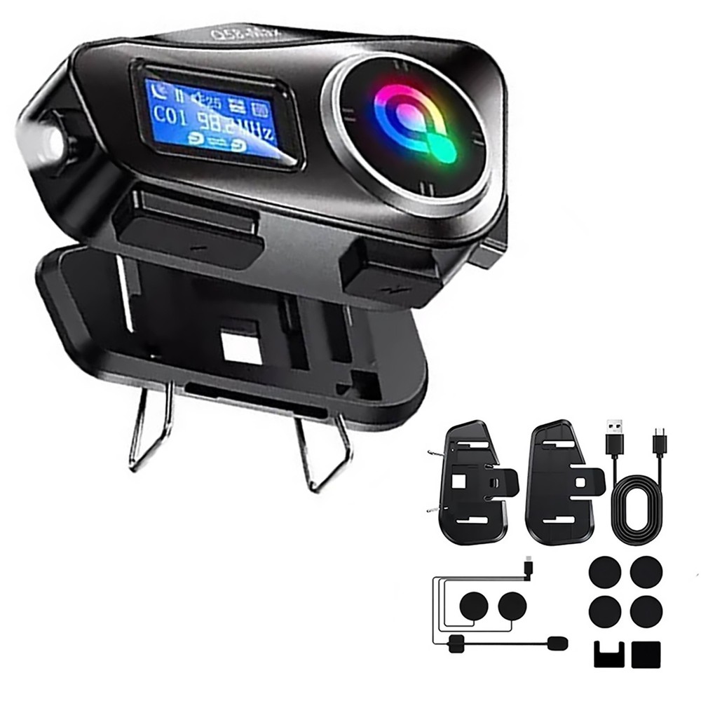 Bluetooth Headset Motorcycle Intercom Helmet LCD Waterproof maximum 32G