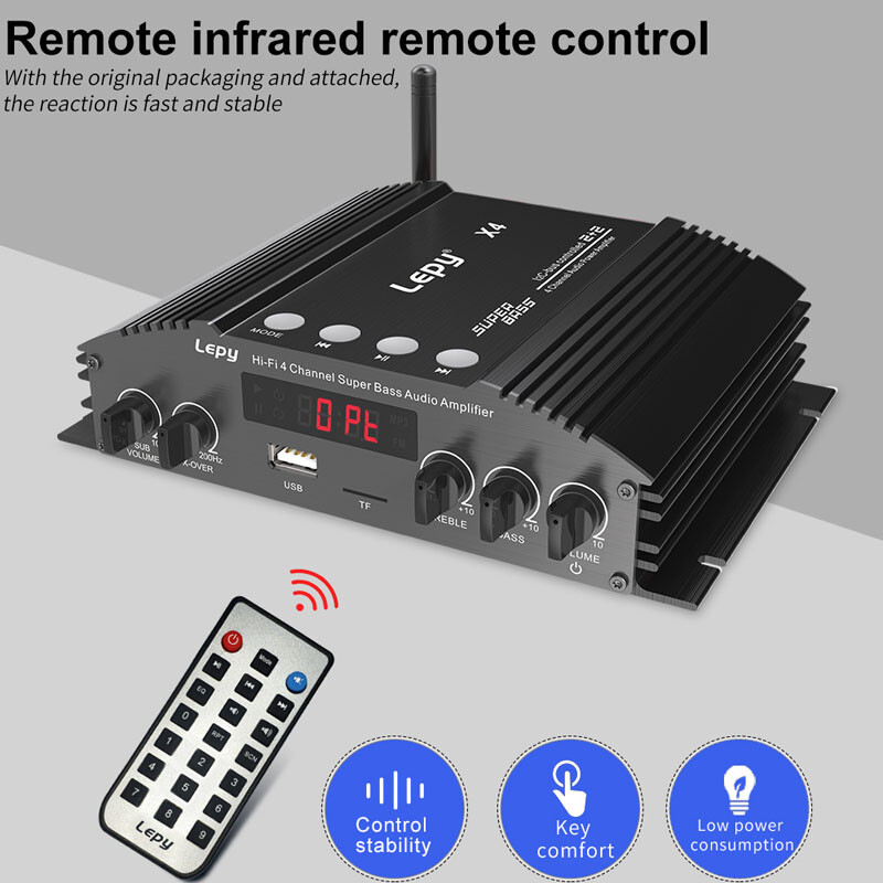 ‌Hi-Fi 240W Multi-Source Amplifier: Bluetooth/Optical/USB/RCA Palm-Sized Design‌