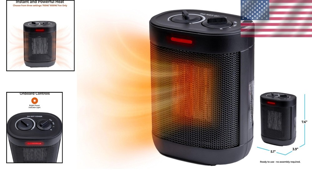 Versatile Ceramic Space Heater with Tip-Over Protection - Adjustable & Portable