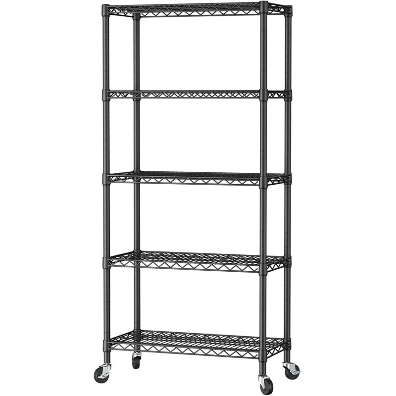 Heavy Duty Adjustable Shelving Unit Utility Rack Storage Solution W/ Wheels New