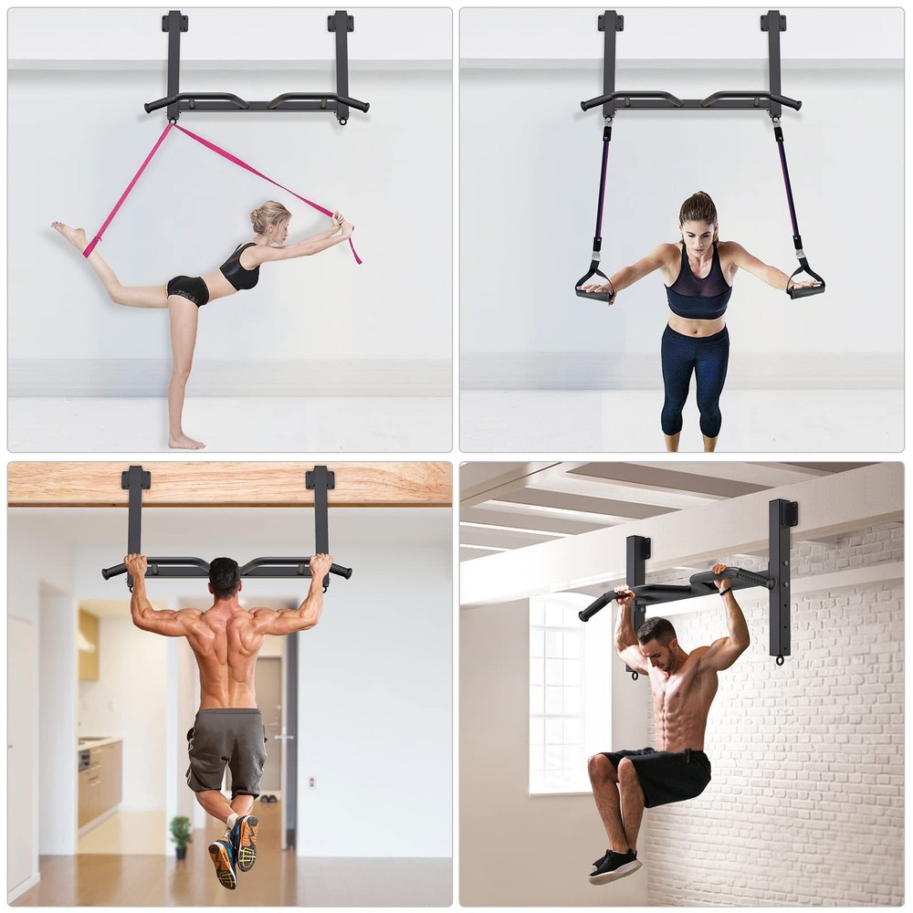 32" Ceiling Mounted Pull Up Bar - Heavy Duty, Highly Adjustable, Multifunctio...