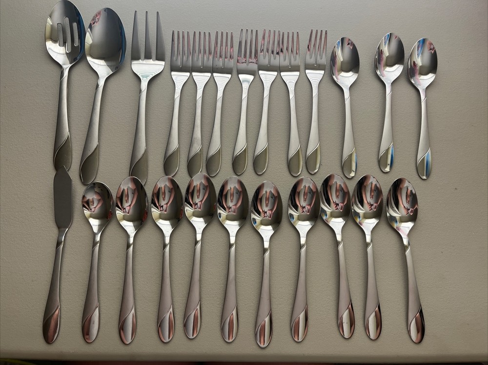 Cambridge Flatware 24 Piece Set Stainless Steel Includes Serving Utensils