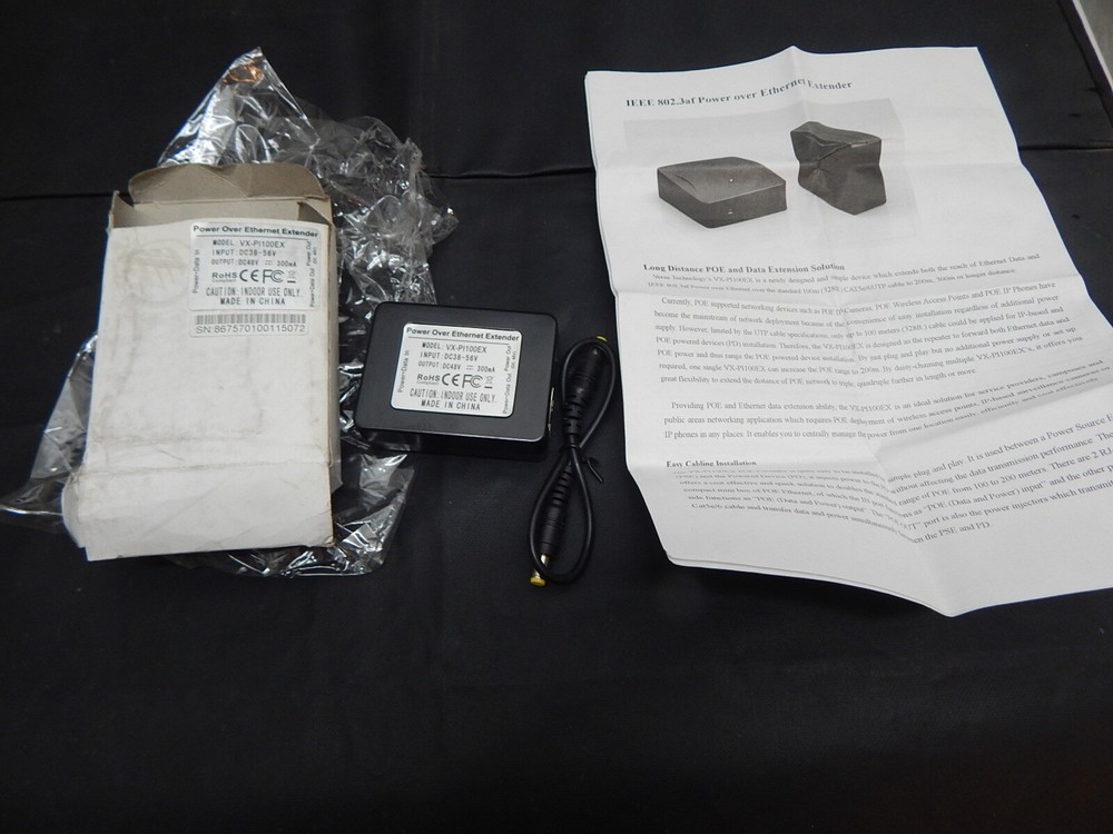 VERSA TECHNOLOGY VX-PI100EX 1EEE 802.3AF OVER ETHERNET EXTENDER - FAST SHIPPING