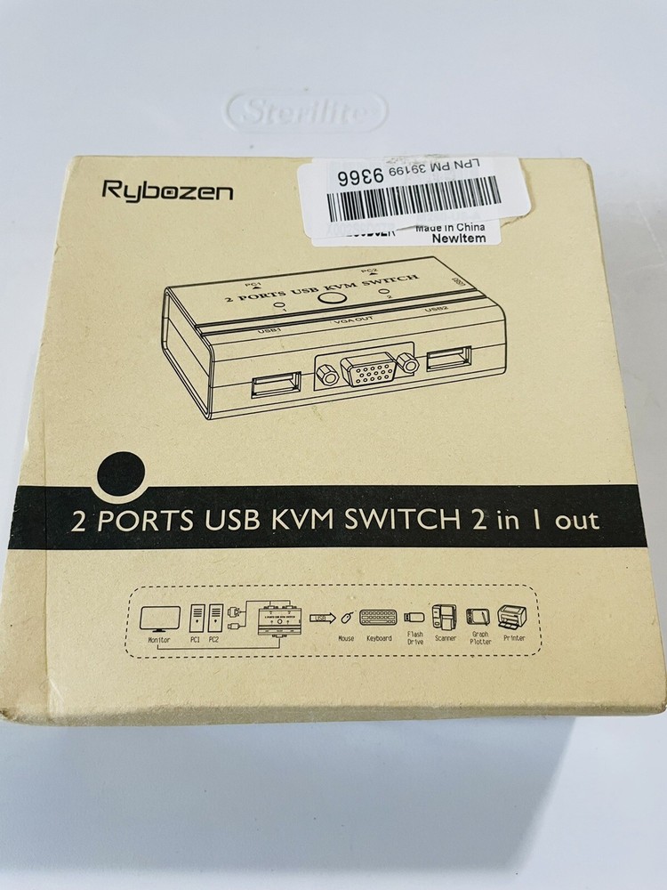USB VGA KVM Switch with Cables, 2 Ports Selector Switcher for 2 PC Sharin... New