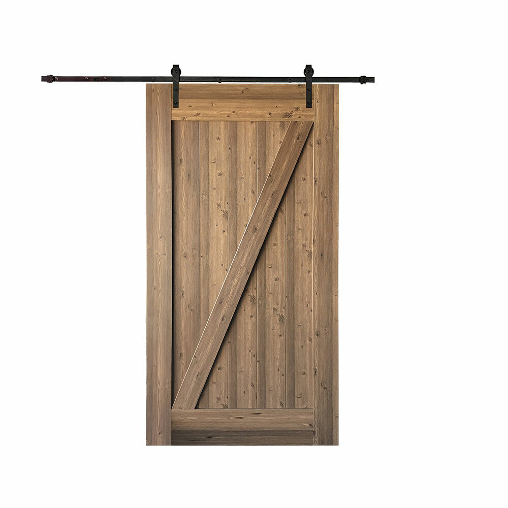 7 Ft. Antique Single Solid Interior Sliding Wooden Barn Door