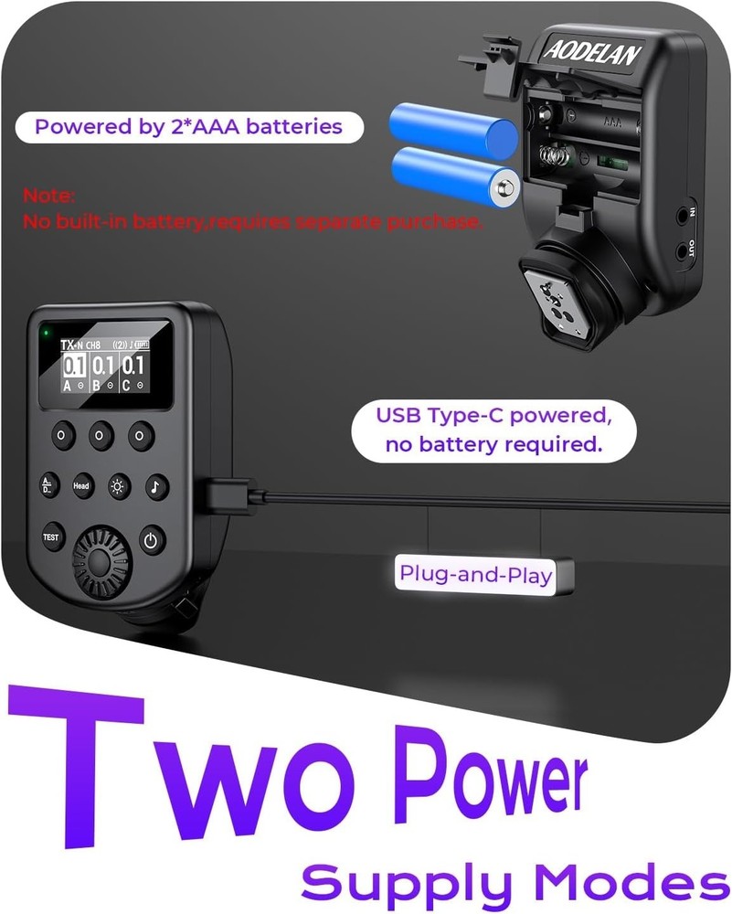 Wireless Flash Trigger for Cameras, 2.4GHz Remote Controller, OLED Display