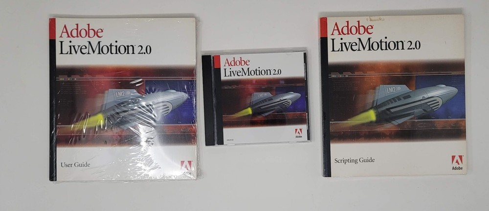 Adobe LiveMotion 2.0 Software Windows-Mac W/Serial # & User Guide & Scripting