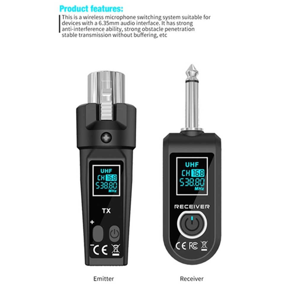 UHF Microphone Converter System XLR Transmitter and Microphone Receiver9246