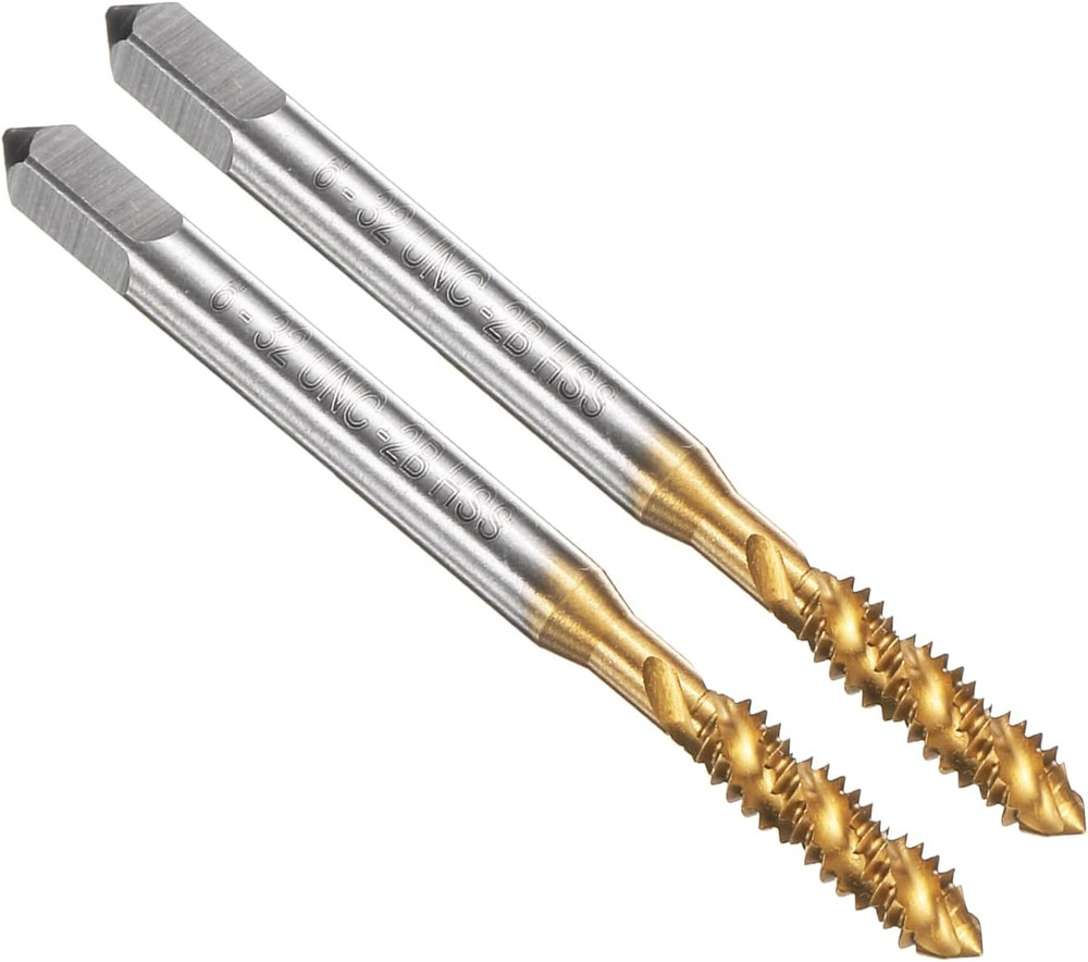 2Pcs Spiral Flute Thread Taps 6-32 UNC 2B Machine Threading Tap Bit, Tit