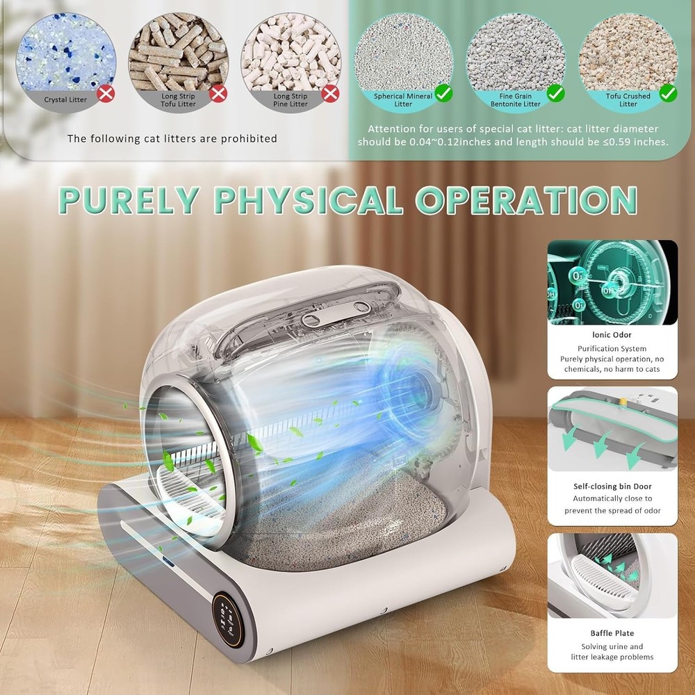Self Cleaning Kitty Litter Box, App Control Extra Large Automatic Cat Litter Box