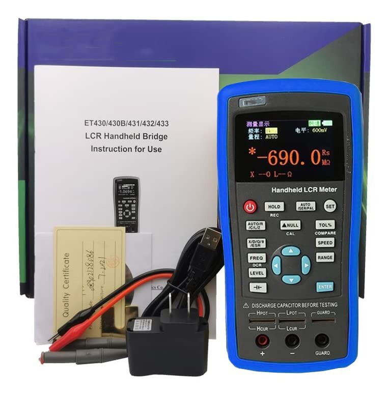 Digital Handheld LCR Bridge Meter Inductance Capacitance DC Resistance Tester