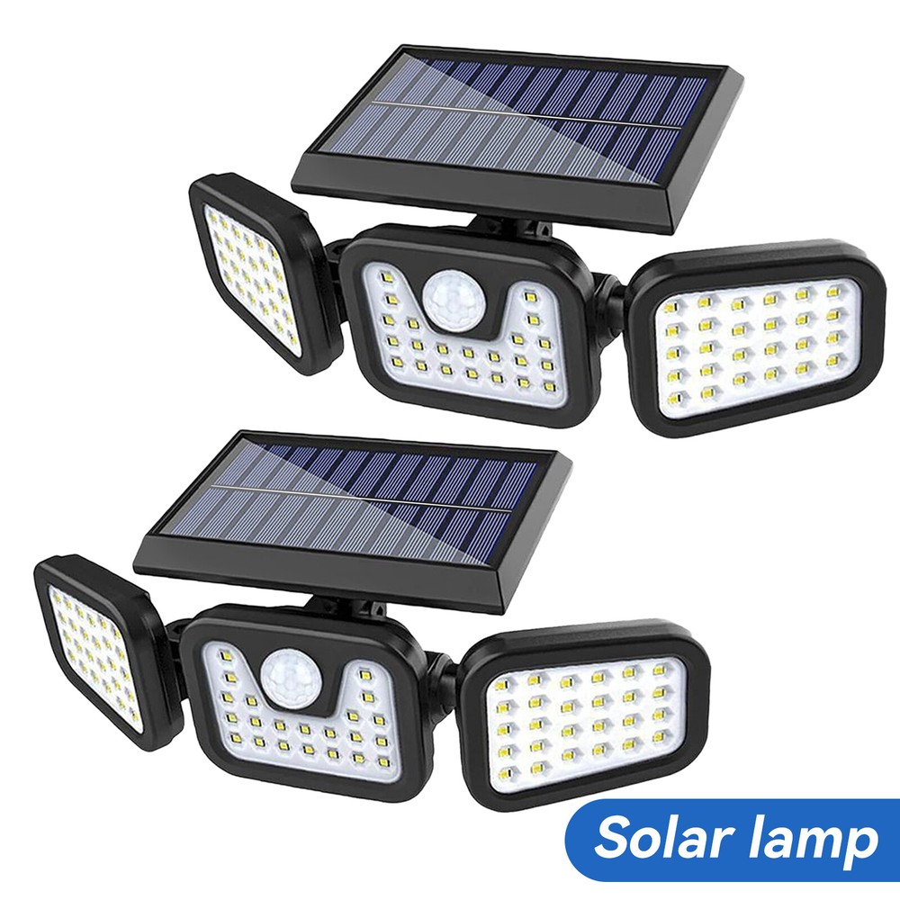 2 Pack LED Motion Sensor IP65 Solar Lights Outdoor Waterproof Security Lamp US