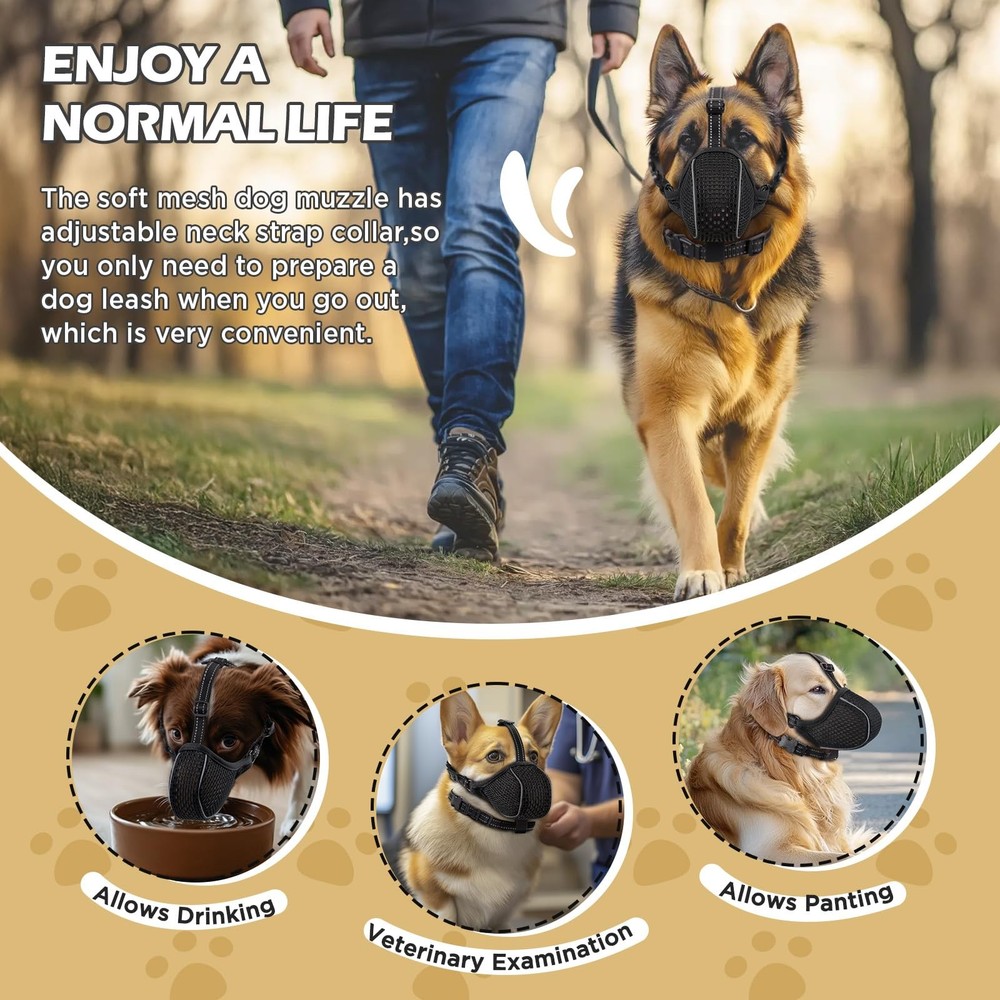 Dog Muzzle,Soft Nylon Muzzles Anti Biting Barking Chewing,Breathable Reflecti...