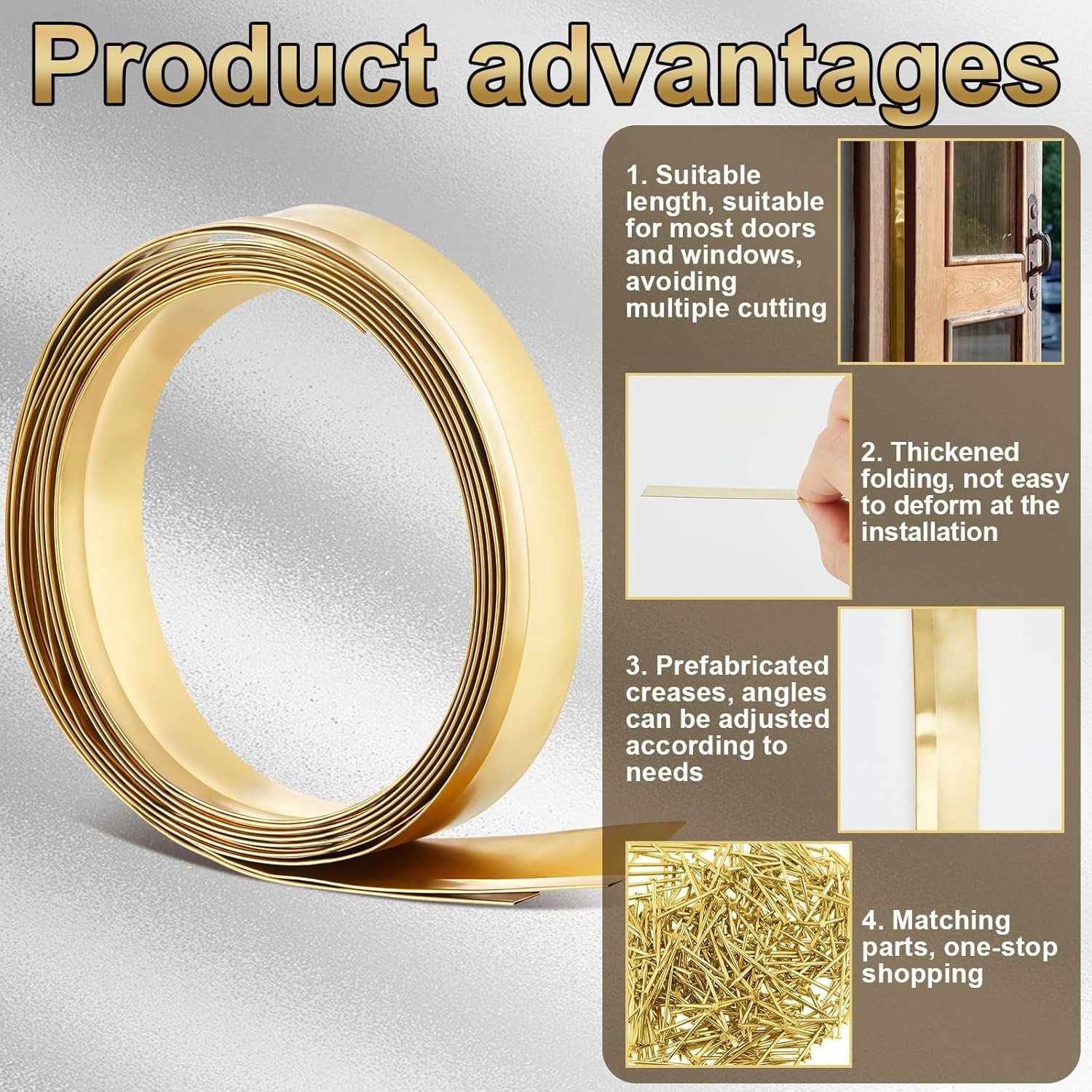 Spring-Loaded Bronze Weatherstripping, Metal Seal for Doors or Windows