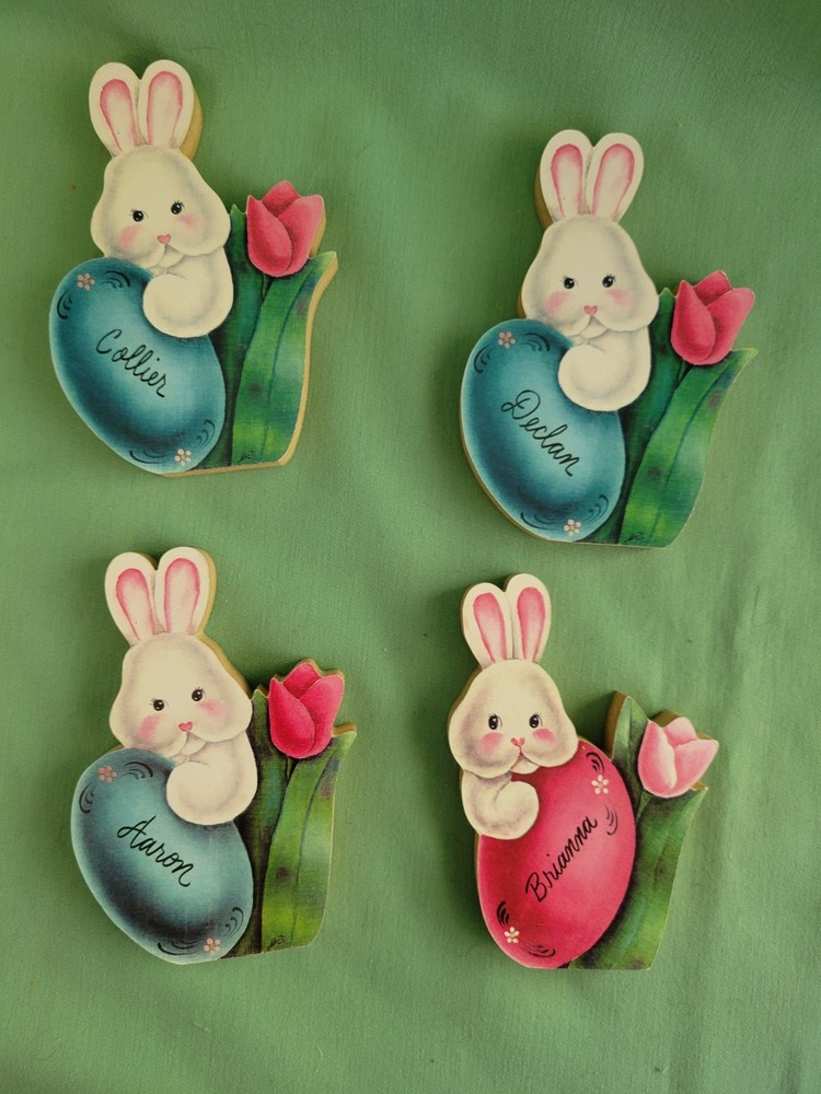 easter bunny woooden personalized place settings