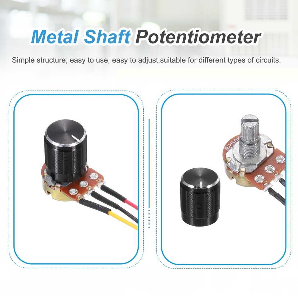 3Pcs WH-148 Potentiometer 3Pins B250K±20% Ohm Variable Resistor with 3 Knobs