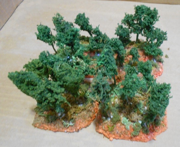 4 Forest Terrain Modules for Wargames, HO Scale Model Train Layout, Scenery