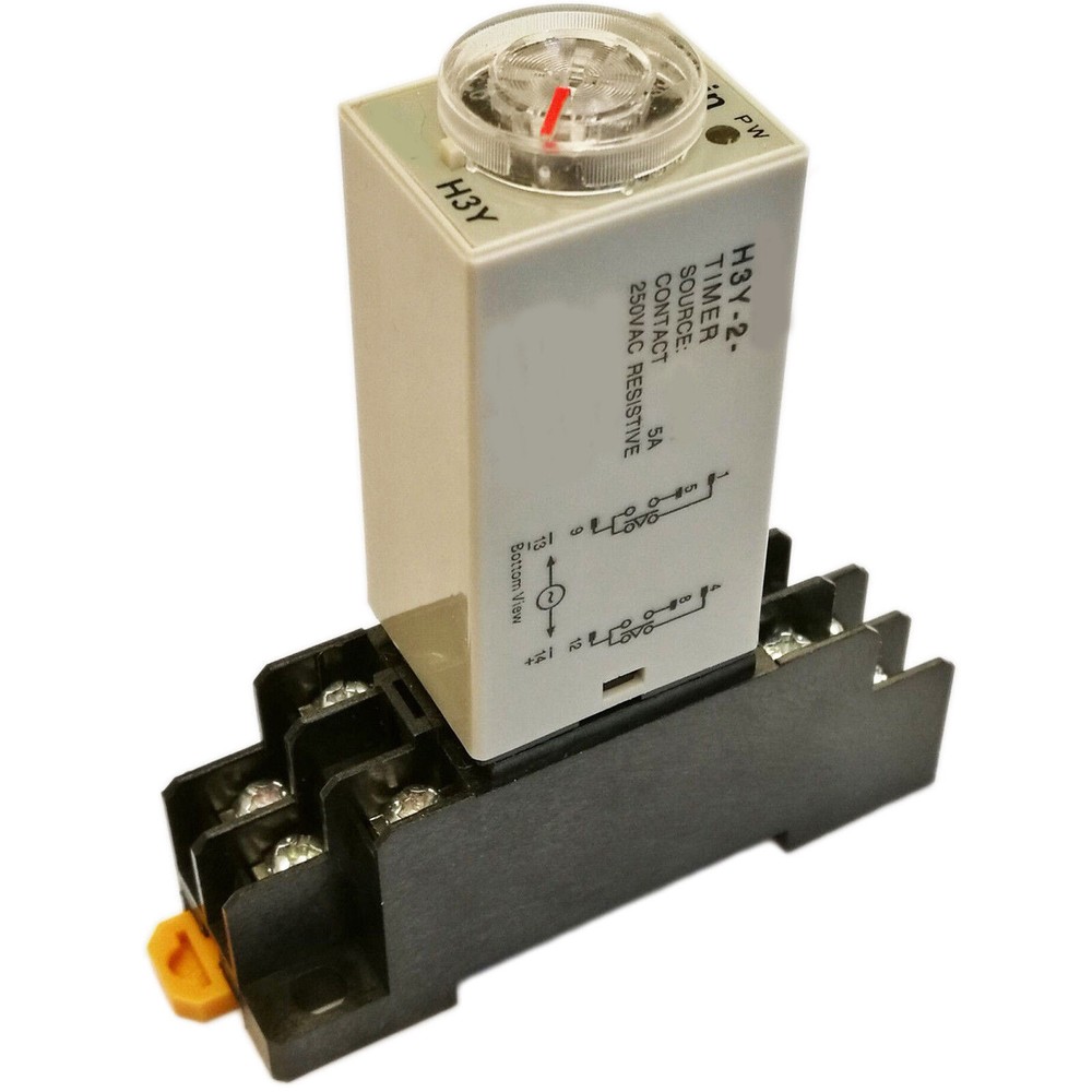 DC 24V H3Y-2 Delay Timer Time Relay 0-60M Minute & Base Socket