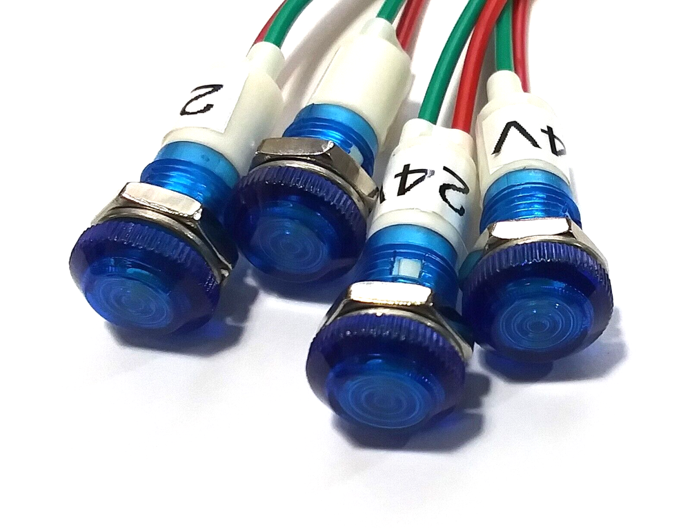 4 BBT 24 volt Waterproof Blue LED Low-Profile Indicator Lights