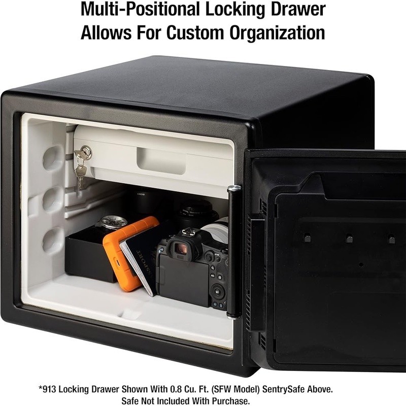 Locking Drawer Organizer Safe Key Storage Multi-Position Drawer Keyed Security