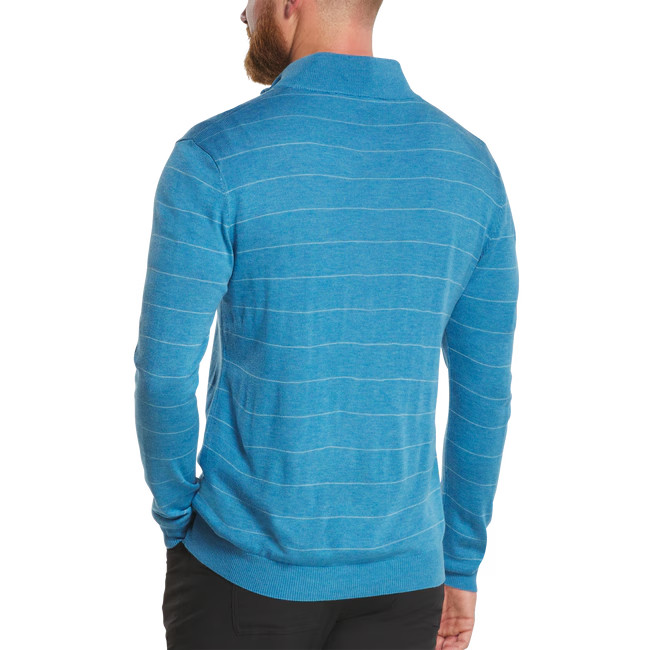 NEW FOOTJOY drirelease WOOL HEATHER STRIPE PULLOVER SWEATER, TIDE/BLUE,LARGE