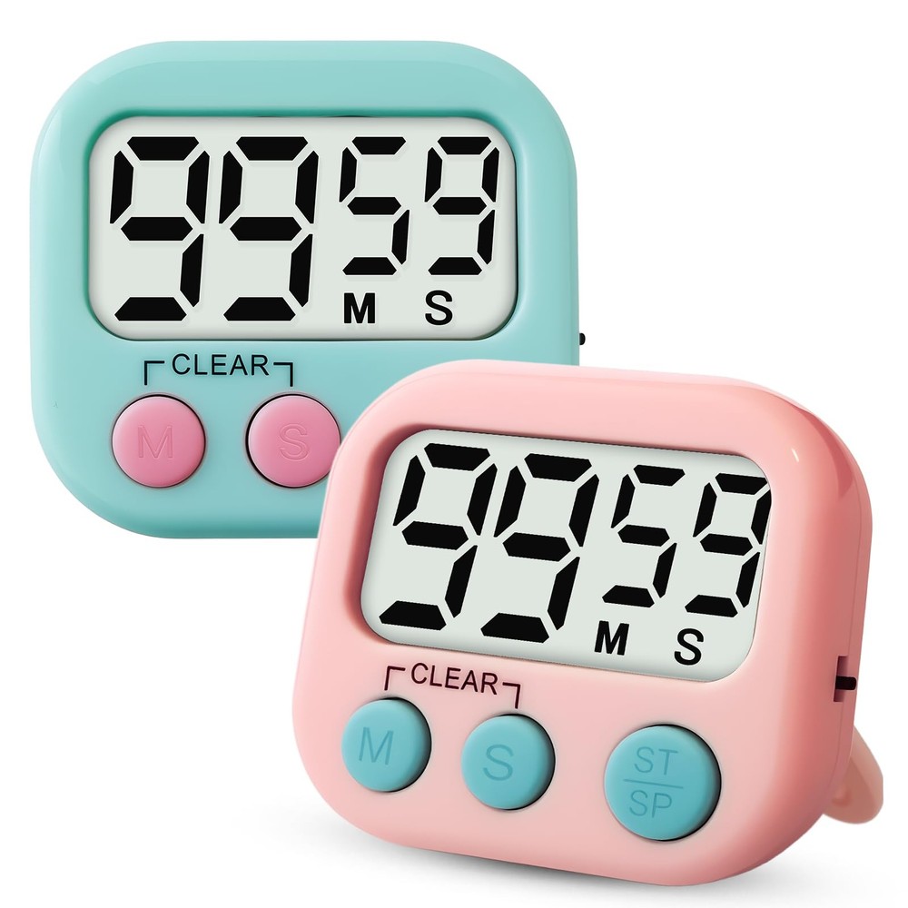 2 Pack Digital Timer Magnetic Kitchen Timers for Cooking Teachers Classroom
