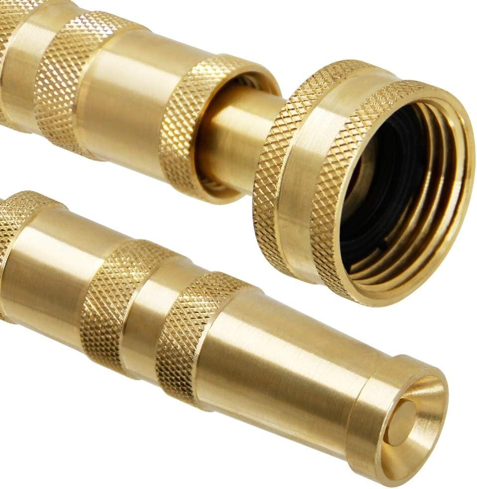 Solid Brass Adjustable Garden Hose Nozzle Set - 4 Spray Holes for Max Flow