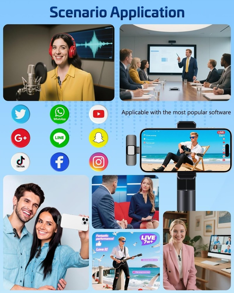 Pink Wireless Lavalier Microphone for iPhone & Android - Mini Clip-On